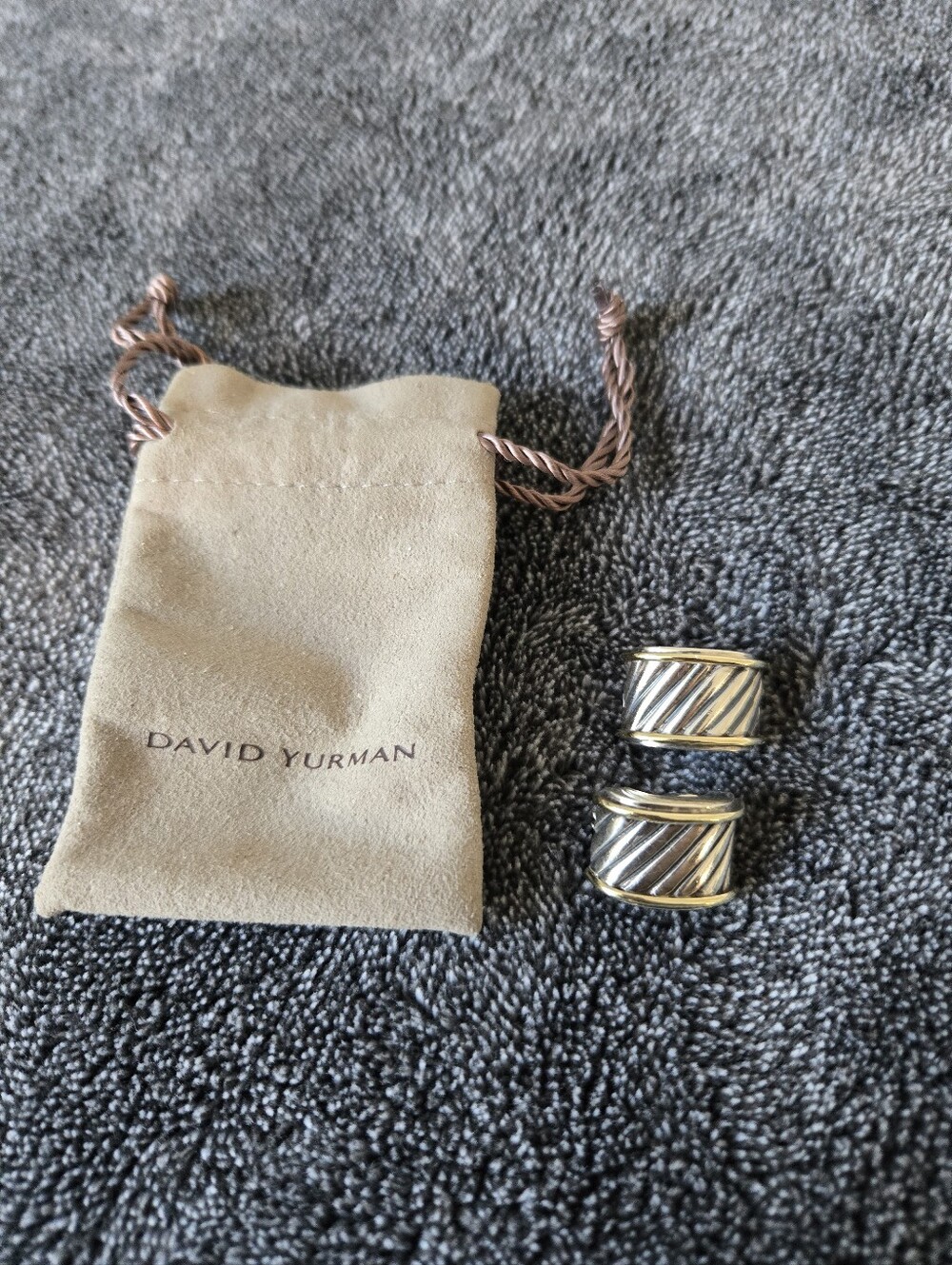 David Yurman Vintage Two-Tone Cable Cigar Earclip Earrings